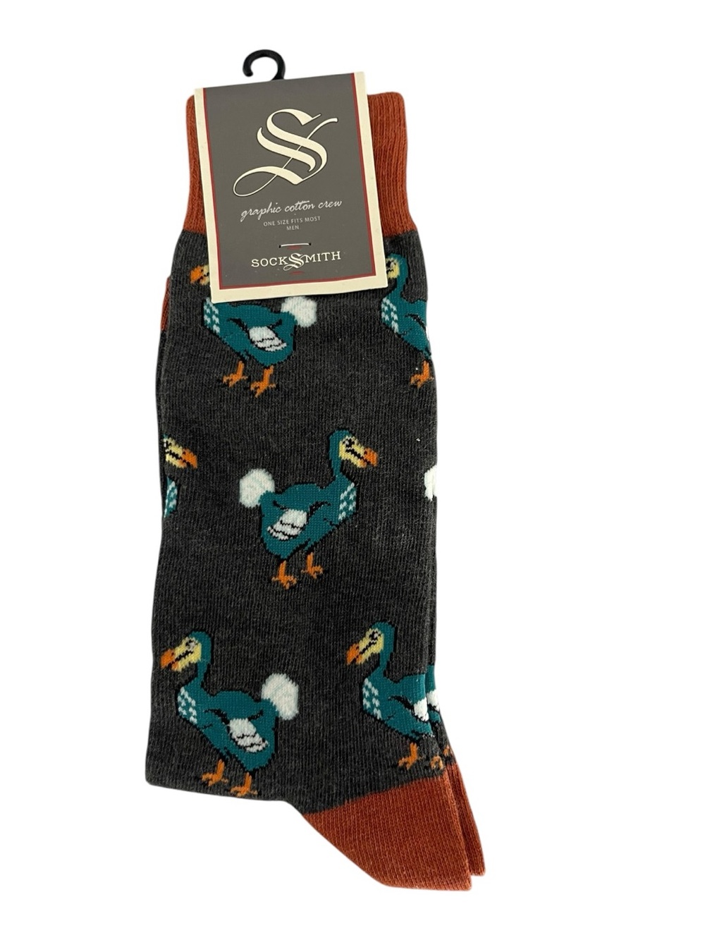 Socksmith Yolo Dodo Men’s Graphic Crew Socks Charcoal Bird Novelty NWT
